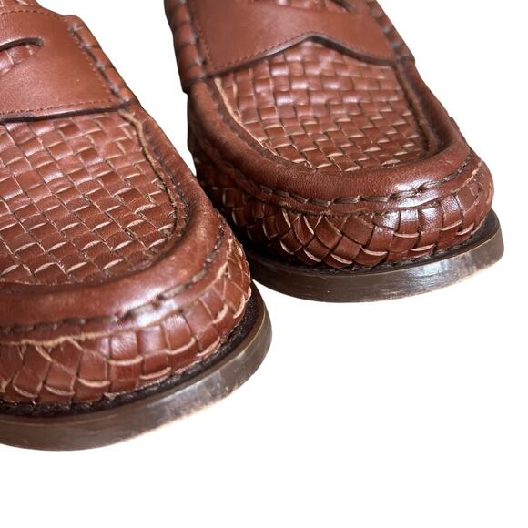 J Crew Winona Brown Woven Leather Penny Loafers Size 8.5 Preppy Classic - Picture 6 of 13